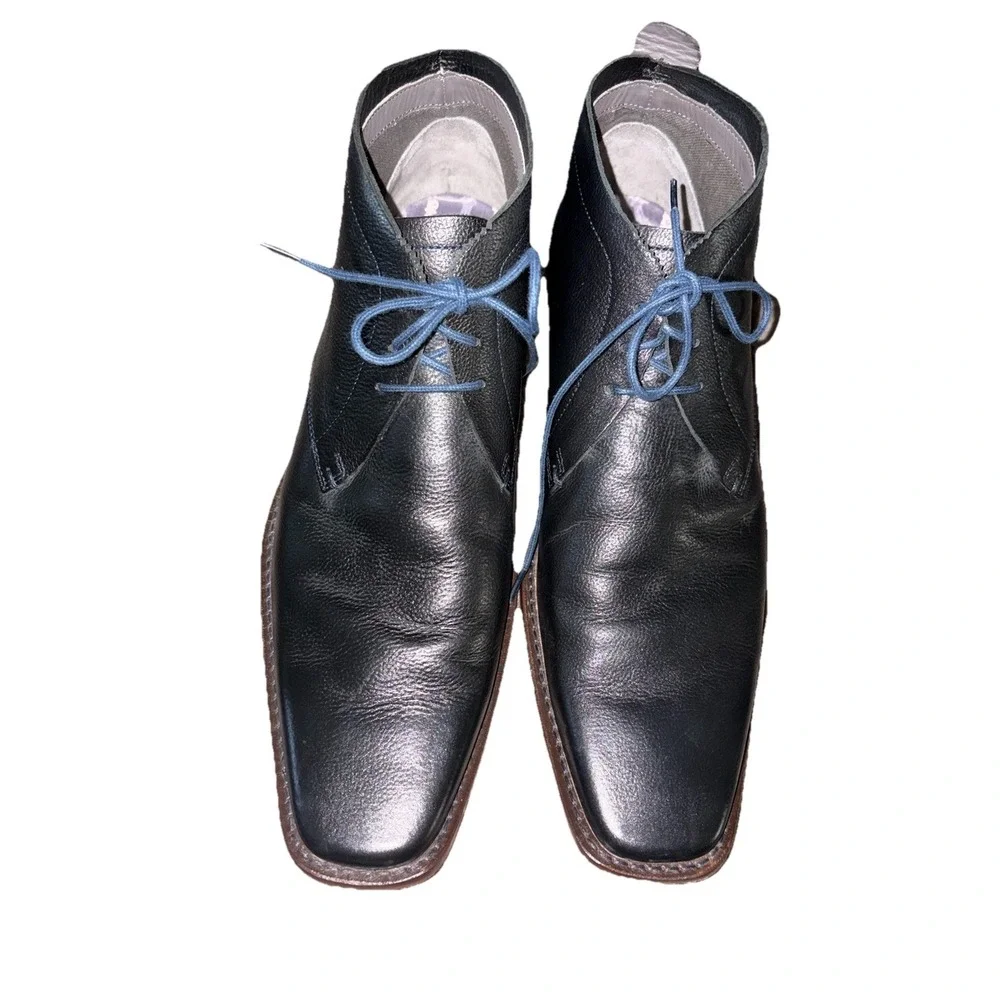 TED BAKER Ashcroft 4 Men's Chukka‎ Boots Size 12 Black Leather Square Toe Shoes
